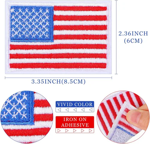Miniatura 2 de WILLBOND 24 parches para planchar con la bandera estadounidense del 250 aniversario, bordado patriótico de Estados Unidos, para tela, uniforme Rojo