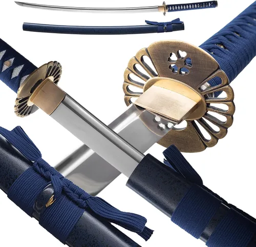Miniatura 15 de Katana afilada hecha a mano, arcilla tradicional de acero templado 1060/9260/T10, espada Katana real de espiga completa, auténtica espada samurái