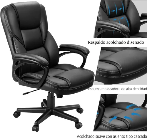 Miniatura 7 de Furmax Silla ejecutiva de oficina con respaldo alto, ajustable, silla de escritorio para el hogar, silla giratoria de piel sintética con soporte