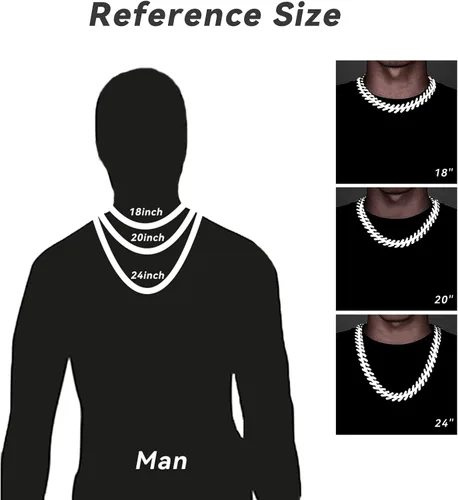 Miniatura 7 de Cadena de eslabones cubanos para hombre, cadena cubana de 0.78 pulgadas, aleación de zinc, AAA+, collar de diamantes de imitación, Zinc, cristal