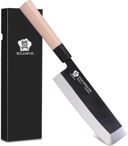 Miniatura 8 de Cuchillo Deba WILDMOK de 7 pulgadas, cuchillo Usuba asiático para salmón, cuchillo Sashimi de acero inoxidable alemán con hoja y mango de madera