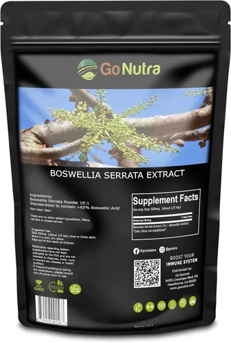 Go Nutra Boswellia Serrata Extracto en polvo 10:1 Fuerza 65% ácido boswélico suplemento de incienso apoyo articular – 8 onzas