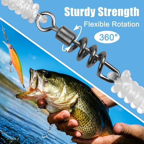 Miniatura 5 de SILANON Sacacorchos de pesca a presión giratorios, 50 piezas de acero inoxidable remolino giratorio barril giratorio con sacacorchos clips rápidos