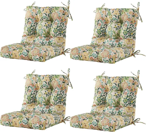 Miniatura 20 de BLISSWALK Cojines para sillas de exterior, 40 x 20 x 4 pulgadas, cojín de mimbre grueso con respaldo bajo y lazos para muebles de patio, floral