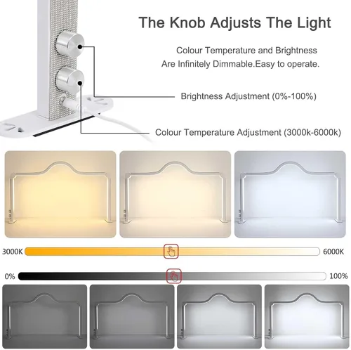 Miniatura 4 de Luz de Media Luna para Manicura, Lámpara de Uñas Cuadrada Plegable de 87.6 cm con Soporte para Teléfono, Lámpara de Manicura de Media Luna Ajustable
