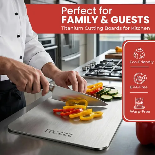 Miniatura 2 de Tabla de cortar de titanio prémium – Tabla de cortar 100% no tóxica para cocina – Tabla de cortar de titanio pequeña duradera y ligera para cortar