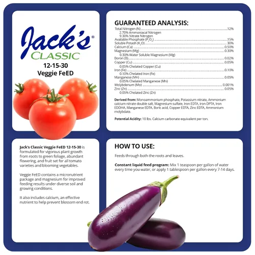 Miniatura 3 de Jack's Classic 12-15-30 Fertilizante soluble en agua para alimentos vegetales con micronutrientes, 1.5 libras, paquete de 2 – Crecimiento de plantas