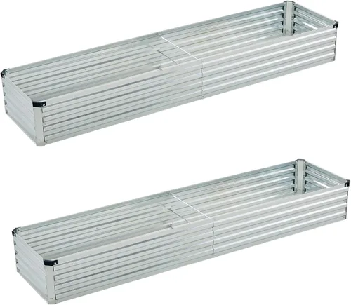 Miniatura 7 de Foxlang 4x3x1 pies (2 paquetes) Cama de jardín elevada galvanizada, juego de jardinera al aire libre de metal para patio, caja de maceta