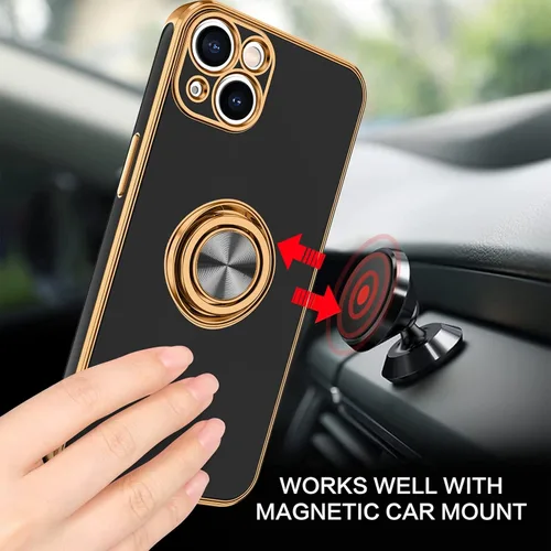 Miniatura 7 de BENTOBEN Funda para iPhone 13, funda para iPhone 13, ajuste delgado, soporte de anillo de 360°, soporte magnético para automóvil, soporte para Negro