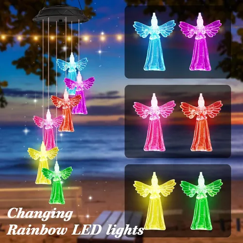 Miniatura 3 de Regalos de cumpleaños para mujeres, mamá, abuela, regalos de jardinería para mujeres, campanillas de viento solares de ángel para exteriores