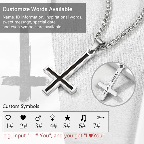 Miniatura 39 de PROSTEEL Satanic Jewelry Upside Down Cross Necklace for Men Women, 316L Stainless Steel/925 Sterling Silver Inverted Cross/Leviathan Cross Pendant