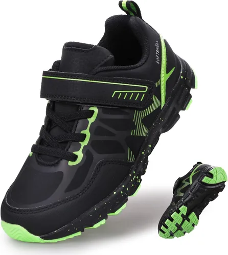 UOVO - Zapatos deportivos para niños, tenis para niños, para senderismo, correr, impermeables, atléticas, para exteriores, antideslizantes, cómodos
