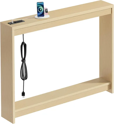 Miniatura 9 de FAVOOSTY Mesa de sofá de 39.4 pulgadas, mesa de consola estrecha y delgada para sala de estar, pasillo, entrada, mesa decorativa con almacenamiento
