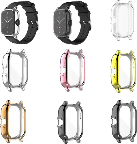 Miniatura 6 de FitTurn Funda protectora de pantalla compatible con Amazfit GTS 2/GTS3, proceso de chapado completo, color metal, TPU, a prueba de golpes, carcasa