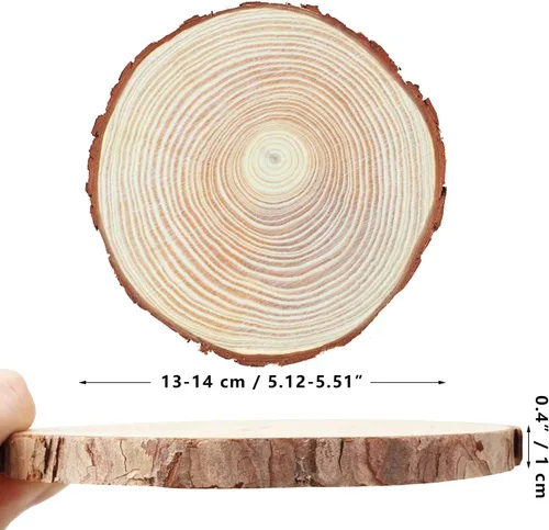 Miniatura 2 de FSWCCK 17 piezas de rebanadas de madera sin terminar para centros de mesa, 5.1-5.5 pulgadas, discos naturales redondos con corteza de árbol