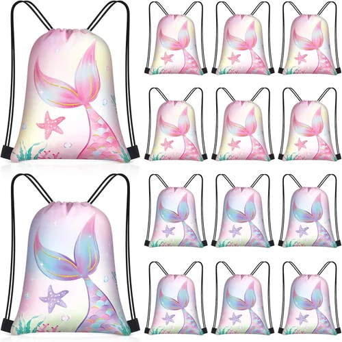Miniatura 9 de Censen 24 piezas de bolsas con cordón, conjunto a granel, 12 x 10 pulgadas, bolsas de regalo con temática de princesa y príncipe, bolsas de regalo