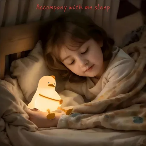 Miniatura 7 de Luz nocturna de pato para niños, regulable al tacto, recargable portátil y esponjosa, luz nocturna LED de silicona, regalo kawaii, guardería