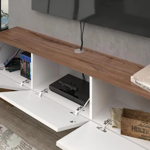 Miniatura 4 de Atelier Mobili - Soporte de TV flotante negro de 65 pulgadas, centro de entretenimiento flotante para TV de 80 pulgadas, gabinete de TV negro