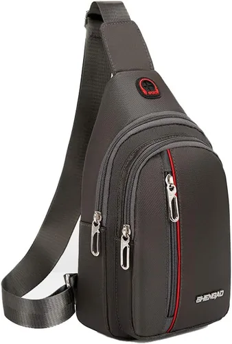 Bolso cruzado pequeño para el pecho, hombro, bolsa de viaje, mochila casual para hombres y mujeres con agujero para auriculares, resistente al agua