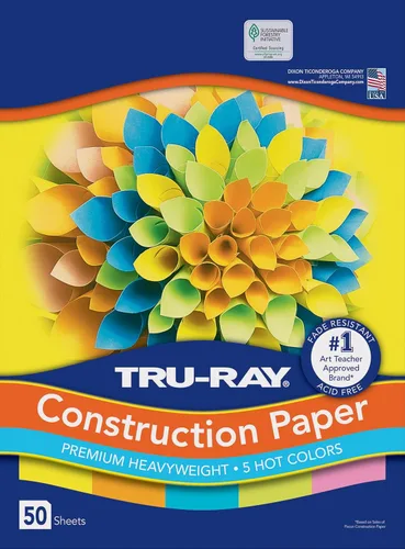 Miniatura 2 de Tru-Ray Papel de construcción pesado, colores surtidos calientes, 9 x 12 pulgadas, 50 hojas y papel de construcción P103031, 10 colores clásicos, 9