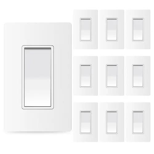 Miniatura 25 de ThunderWay - Interruptor de luz para decoración de 3 vías con placas de pared, 15 A 120/277 V, interruptores basculantes de pared Decora de tres