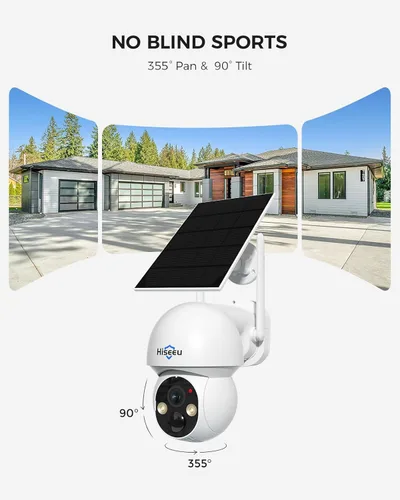 Miniatura 4 de Hiseeu Cámara de seguridad solar para exteriores, cámaras de 4MP, sistema de cámaras de seguridad inalámbricas para el hogar, visión nocturna a