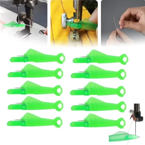 Enhebrador de agujas para máquina de coser - 2024 Nuevo enhebrador manual DIY rápido, automático mejorado (Verde, 10 piezas)
