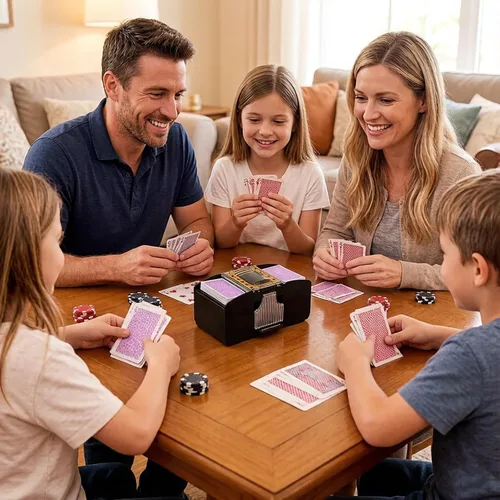 Miniatura 7 de FEIERYA Automatic Card Shuffler 2/1/4/6 Deck,Battery-Operated Electric UNO Poker Shuffler,Playing Card Shuffler for Home Card Game,Travel