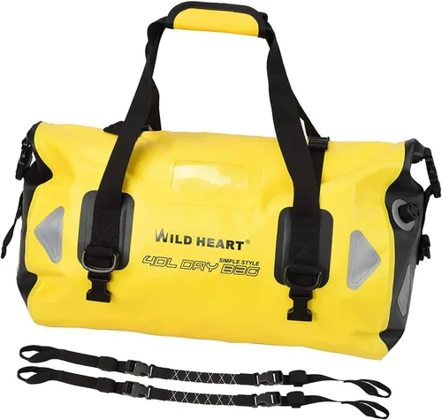 WILD HEART Bolsa de lona impermeable para motocicleta, PVC500D, doble parte inferior, con correas de cuerda y bolsillo interior, 40L, 66L, 100L, 40L