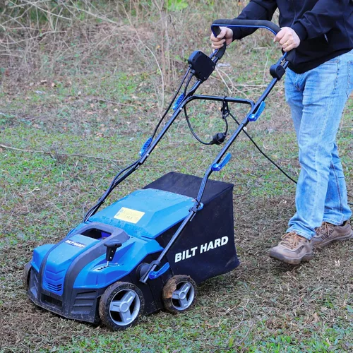 Miniatura 8 de BILT HARD Descompactador Escarificador eléctrico de 16 pulgadas, motor de cobre de 15 amperios, ajuste de profundidad de 5 posiciones, bolsa de paja