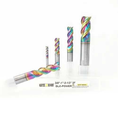 Miniatura 14 de Fresas WEXWE Tools Serie DLC de carburo con extremo cuadrado, revestimiento tipo diamante, fresa para aluminio, cobre, aleaciones de magnesio