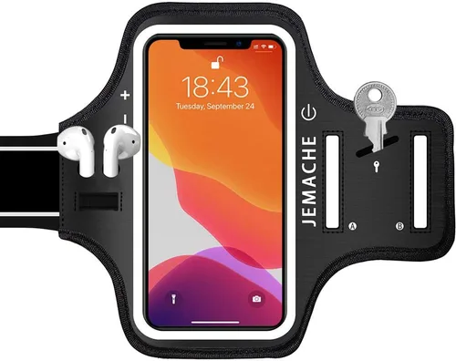 Miniatura 8 de Brazalete para iPhone 17, 16, 15, resistente al agua, para gimnasio, correr, entrenamiento, para iPhone 17, 16, 15, 14, 13, 12 Pro (negro)