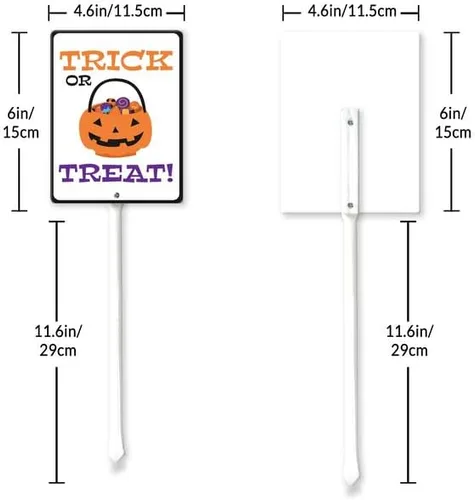 Miniatura 5 de Eveokoki Letrero de Halloween para patio, decoración de truco o trato, letreros decorativos para jardín, estacas de aluminio para exteriores