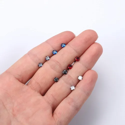 Miniatura 33 de CASSIECA 5 pares de aretes de acero inoxidable con circonita cúbica 5A arcoíris para mujeres y hombres, con diseño de arco iris 5A