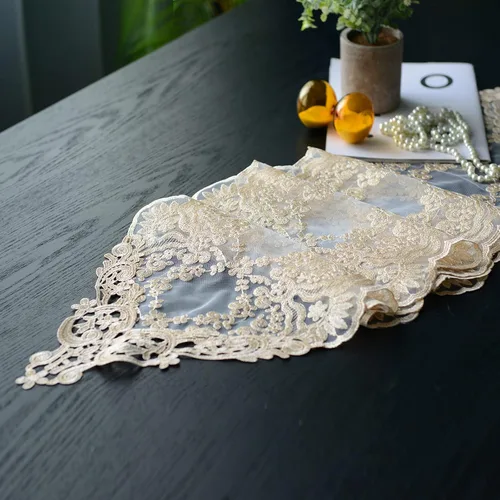 Miniatura 2 de SUTAVIA Camino de mesa de encaje bordado, pañuelo clásico rectangular de macramé, para cocina, comedor, mesa de café, bufanda de mantel y banquete