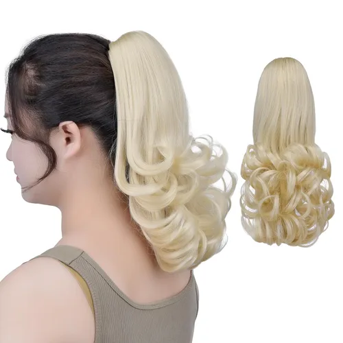 Miniatura 12 de SYXLCYGG Auburn Clip Cola de caballo Clip Cola de caballo Extensión de cola de caballo ondulado 10 pulgadas 3.5 oz pelo sintético falso pieza