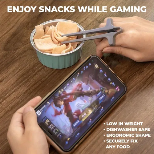 Miniatura 4 de Scooken 6 palillos de dedo para jugadores – Pinzas para agarrar aperitivos soporte en U – Utensilios para jugadores de aperitivos – Plástico