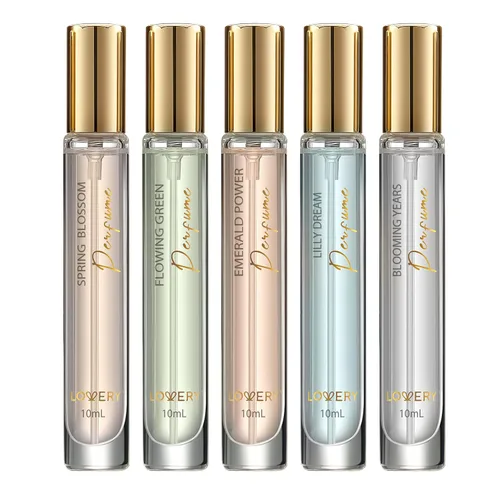 Miniatura 8 de LOVERY Regalos para el día de la madre para mamá, ella y él, juego de 5 perfumes para mujeres y hombres con bolsa de cuero, mini perfume de 0.3 fl