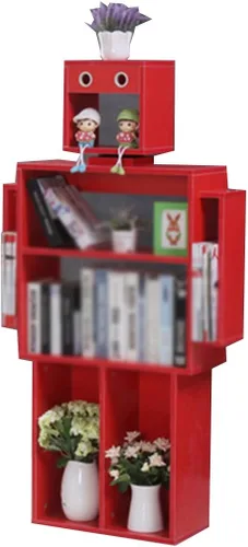 Organizador de libros para niños, estante de exhibición de libros para niños, robot creativo, estante de piso en la sala de estar, tablero de alta