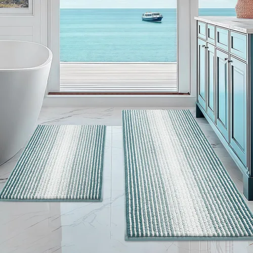 Miniatura 89 de BSICPRO Juegos de Alfombras y Tapetes para Baño, Juego de Alfombra de Baño de Felpilla Gruesa Absorbente de 2 Piezas Antideslizante, Tapetes Suaves