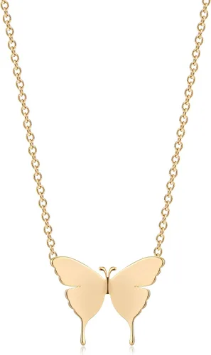 MEVECCO Collar delicado con inicial de oro de 18 quilates chapado en oro de mariposa con nombre delicado collar diario para mujer joyería