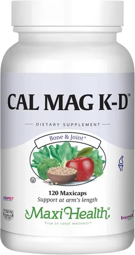 Maxi Health Hombres y mujeres 500 mg Suplemento de calcio con vitamina D3 (2000 UI), magnesio (250 mg) y vitamina K2 (150 mcg) - Soporte para