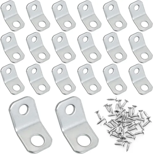 20 soportes de esquina de 135 grados con acabado de galvanizado de zinc, chapa de hierro, soportes de estante de esquina con tornillos, soportes de