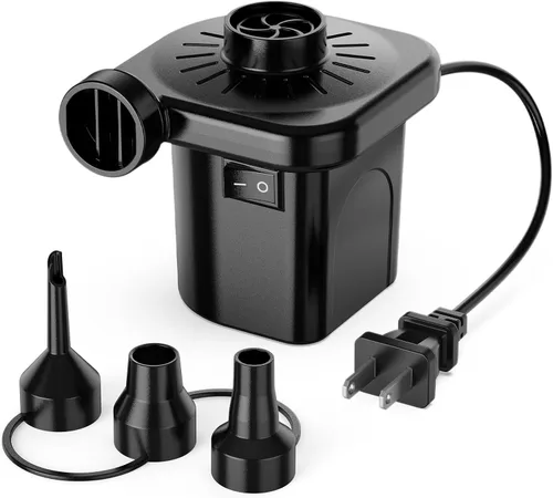 Bomba de aire eléctrica para inflables, bomba de aire portátil de llenado rápido con 3 boquillas, 110-120V, bombas infladoras y desinfladoras para