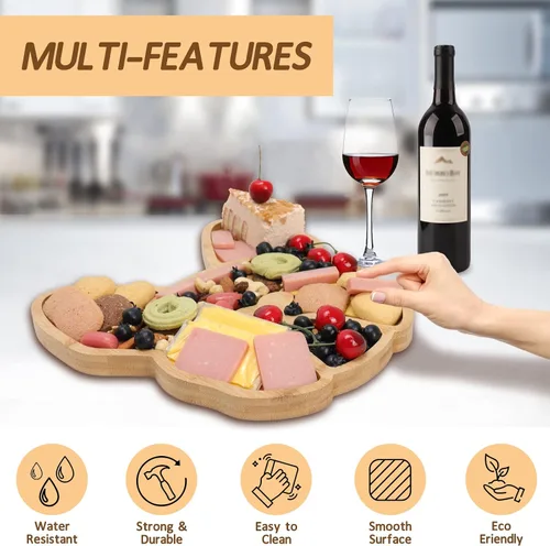 Miniatura 4 de Tabla de Queso Bulldog Francés, 12 pulgadas Tableros de Charcutería Frenchie Extra Grande de Bambú Bandeja Divertida para Servir Plato de Aperitivos