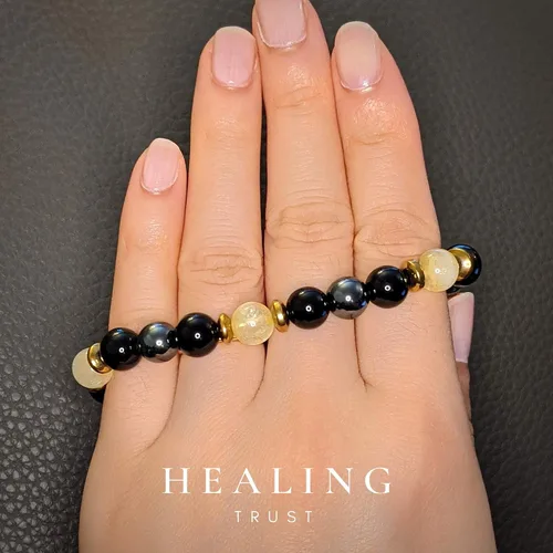 Miniatura 8 de Confianza curativa Pulsera de citrino, pulsera de hematita de obsidiana negra, joyería de cristal de citrino, pulsera de riqueza de obsidiana negra