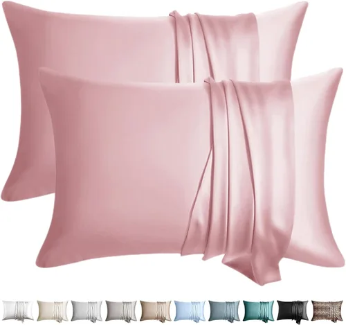 Miniatura 14 de Fundas de almohada de seda 100% 2 unidades, tamaño estándar, seda de morera para cabello y piel, juego de 2, seda de grado superior 6A, suave, Negro