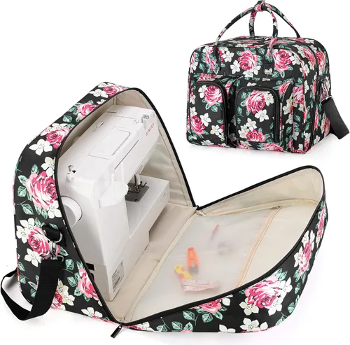 Miniatura 8 de Teamoy Estuche de transporte para máquina de coser, bolsa para máquina de coser con almohadilla inferior de madera para la mayoría de máquinas