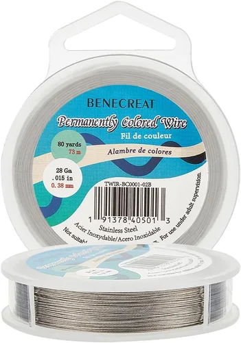 Miniatura 15 de BENECREAT 98 pies 0.02 pulgadas (0.5mm) alambre de cuentas de 7 hebras negro alambre de acero inoxidable recubierto de nailon para collar, pulsera