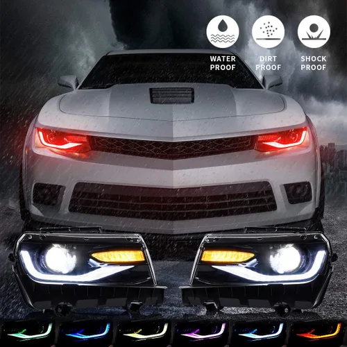 Miniatura 6 de VLAND Faros Compatibles con Chevy Camaro 5ª Generación 2014 2015, Lente de Doble Luz (No Incluyen Focos, Lados del Conductor y del Pasajero)